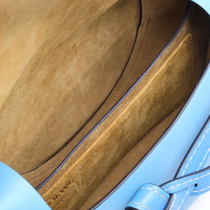 LOEWE Gate馬鞍包 - 中號水藍拚黑-7