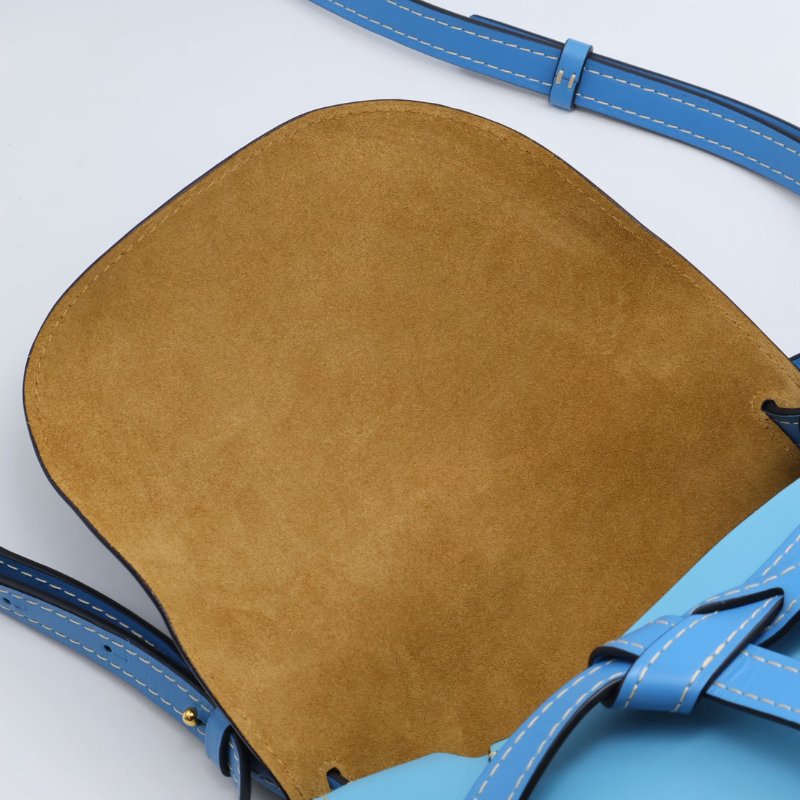 LOEWE Gate馬鞍包 - 中號水藍拚黑-8