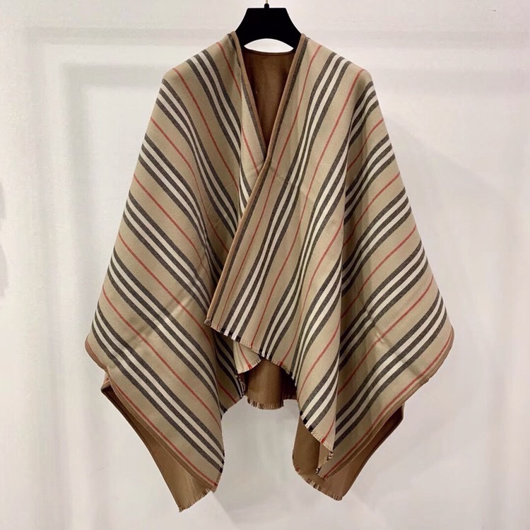 Burberry 女士 可翻轉圖標條紋羊毛鬥篷均碼碼130 X 130 CM-2