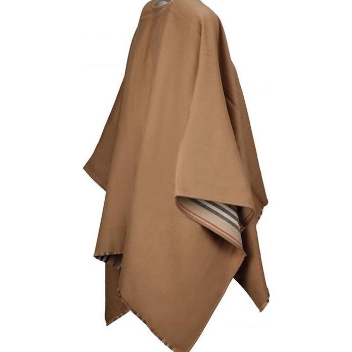 Burberry 女士 可翻轉圖標條紋羊毛鬥篷均碼碼130 X 130 CM-4