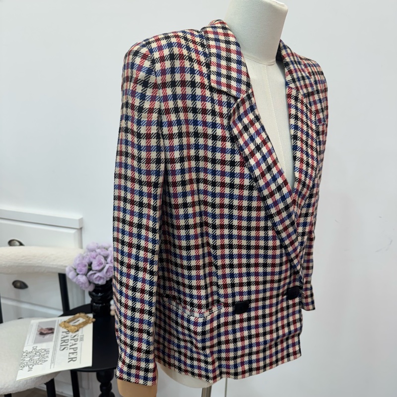 Dior 復古格紋西裝外套🧥 vintage 二手 中古-4