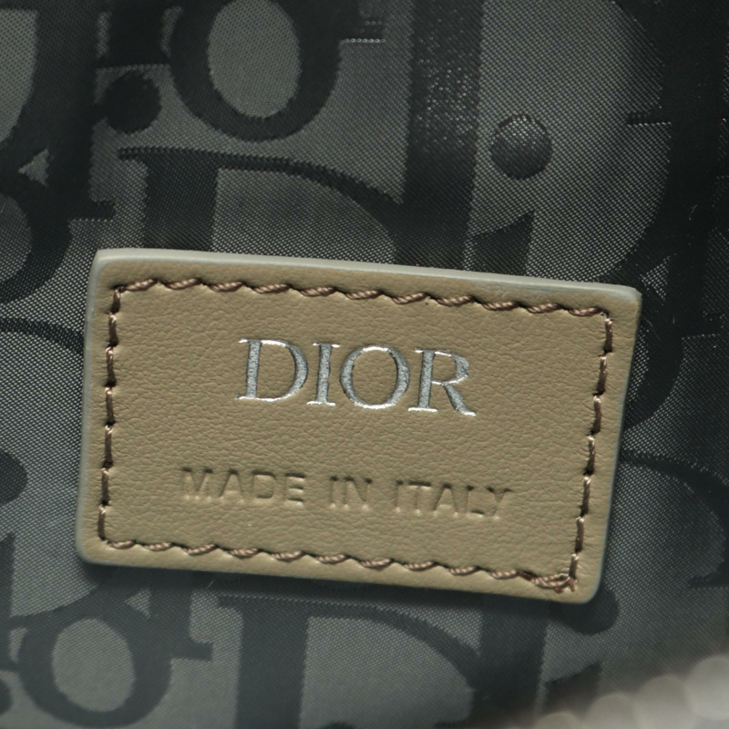 Christian Dior 馬鞍形腰包 尼龍皮革橡膠 灰色 米色 二手-3