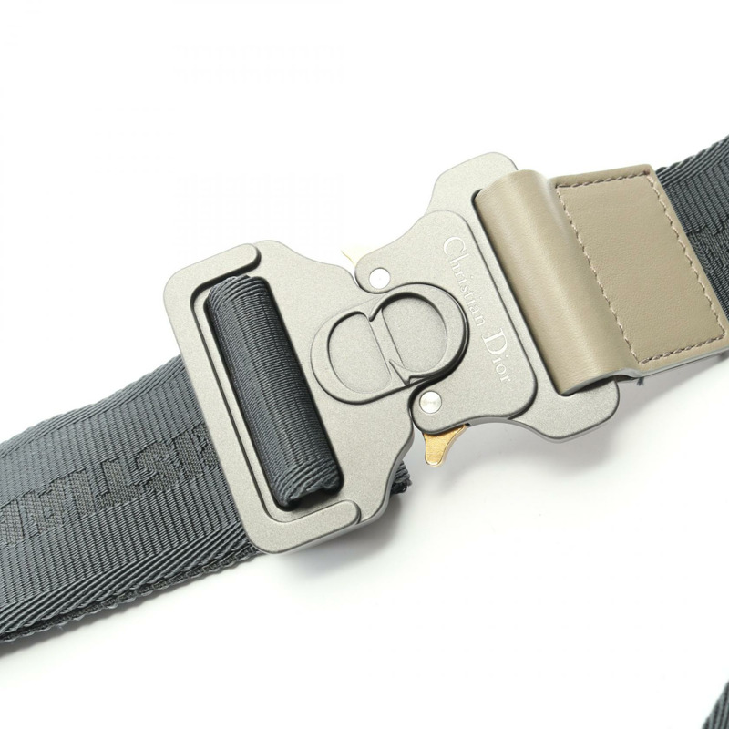 Christian Dior 馬鞍形腰包 尼龍皮革橡膠 灰色 米色 二手-7