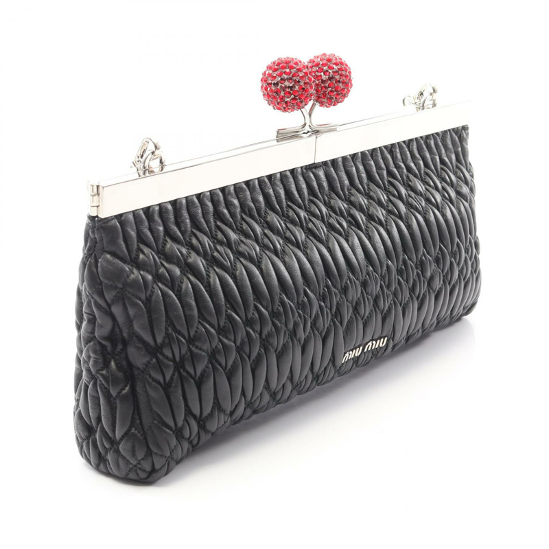 Miu Miu Materasse Kiss-lock 鏈條肩背斜背包,黑色皮革,二手-1