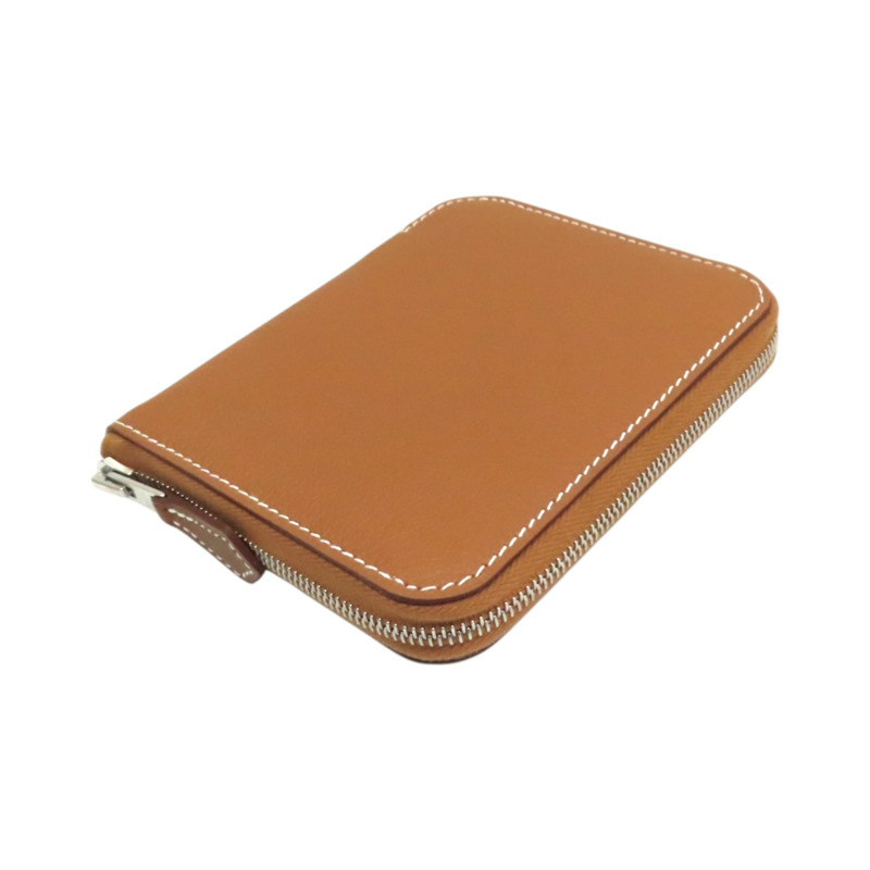 金棕色 Evercolor 牛皮 Silk in Compact 拉鍊短夾 B刻 銀扣【HERMES 愛馬仕】 H084541CK-2