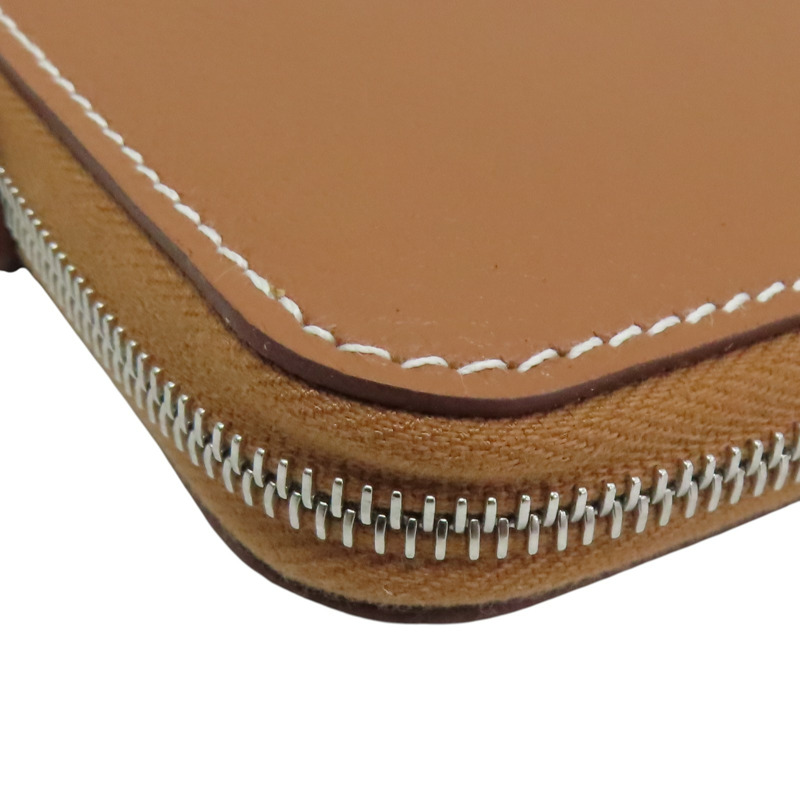 金棕色 Evercolor 牛皮 Silk in Compact 拉鍊短夾 B刻 銀扣【HERMES 愛馬仕】 H084541CK-10