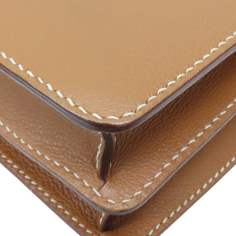 金棕色 Evercolor牛皮 Roulis 23 肩背包 Z刻 金扣【HERMES 愛馬仕】-14