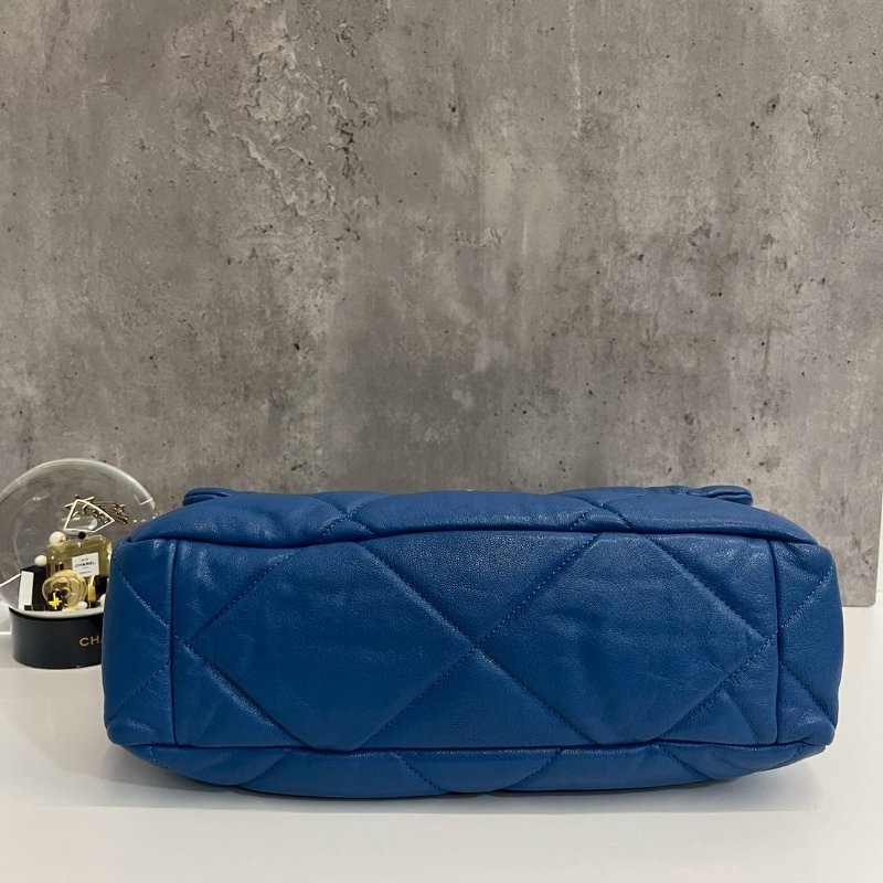 Chanel 19Bag 中號 藍色金釦 完整雷標30開-4