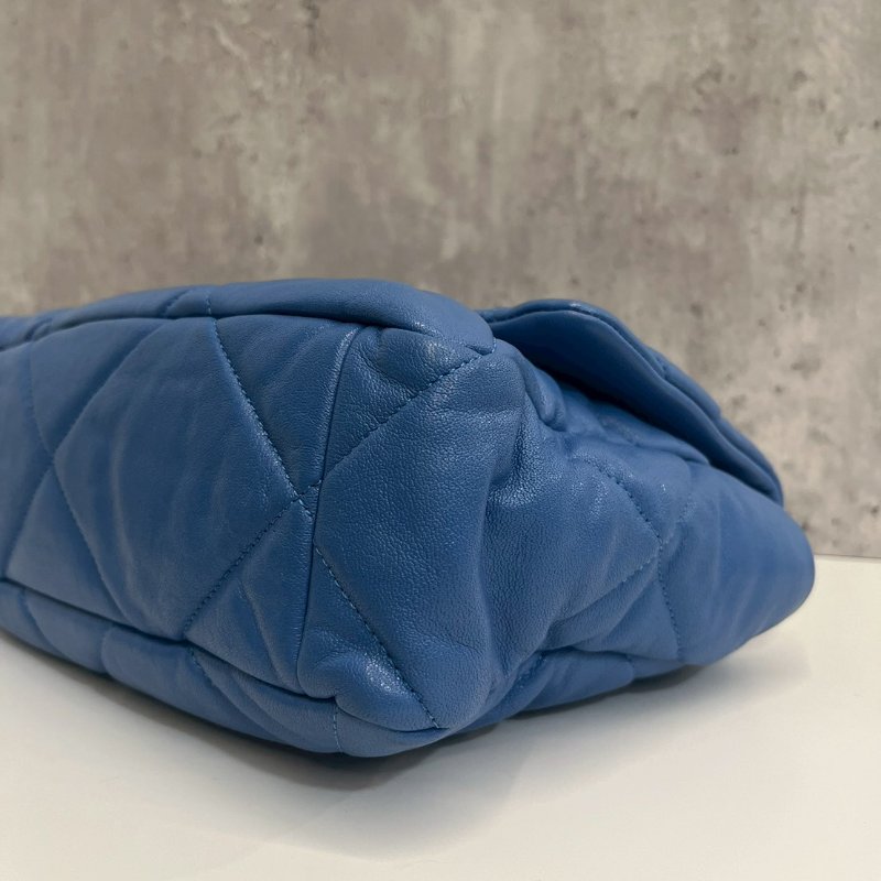 Chanel 19Bag 中號 藍色金釦 完整雷標30開-6