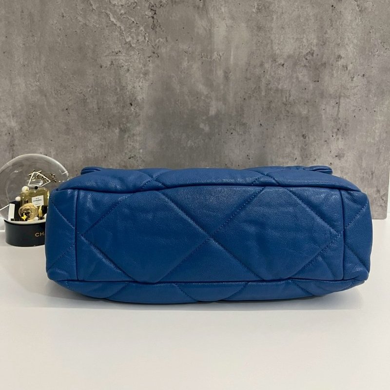 Chanel 19Bag 中號 藍色金釦 完整雷標30開-4