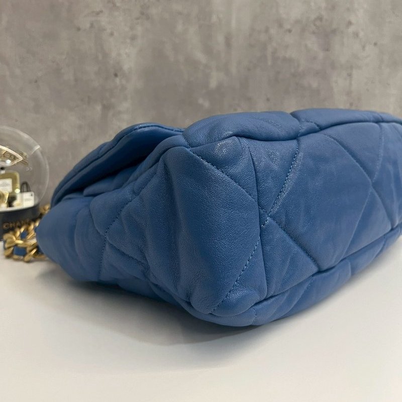 Chanel 19Bag 中號 藍色金釦 完整雷標30開-5
