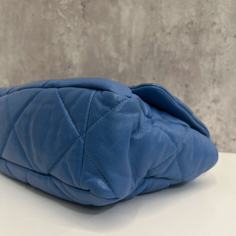 Chanel 19Bag 中號 藍色金釦 完整雷標30開-6