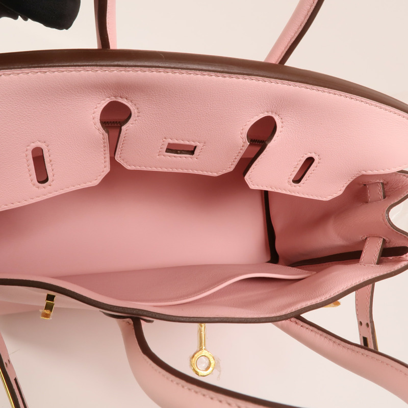 HERMES Swift皮革Birkin 25金扣手挽袋Rose Sakura-4