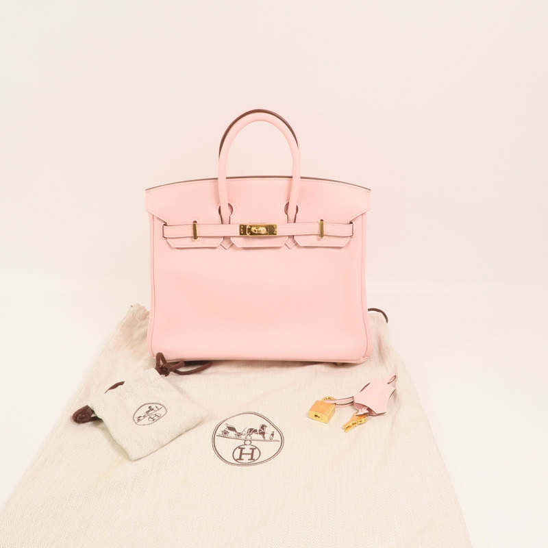 HERMES Swift皮革Birkin 25金扣手挽袋Rose Sakura-10