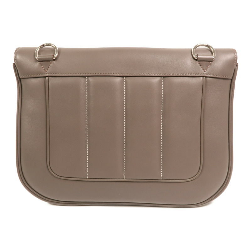 HERMES Swift皮革Berline 28銀扣肩背袋Etain-1