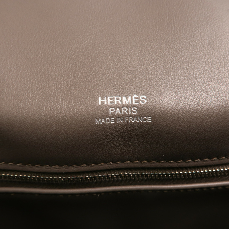 HERMES Swift皮革Berline 28銀扣肩背袋Etain-5