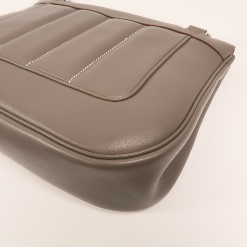 HERMES Swift皮革Berline 28銀扣肩背袋Etain-13