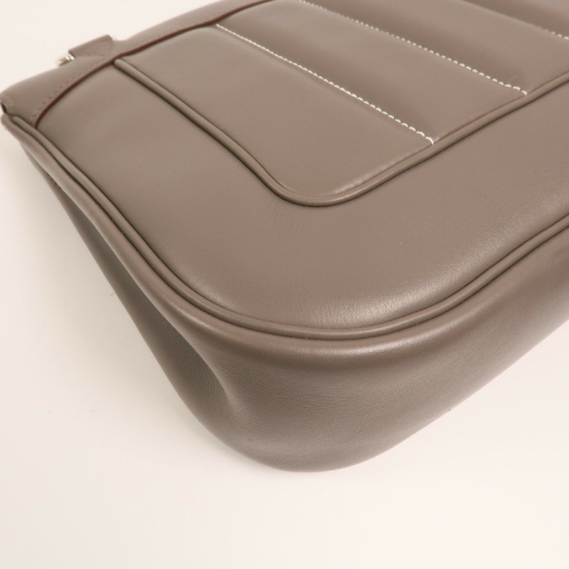 HERMES Swift皮革Berline 28銀扣肩背袋Etain-14