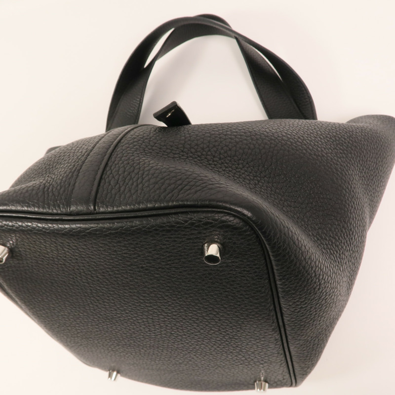 HERMES Clemence皮革Picotin MM銀扣手挽袋-8