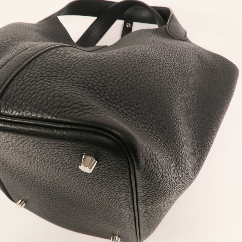 HERMES Clemence皮革Picotin MM銀扣手挽袋-10