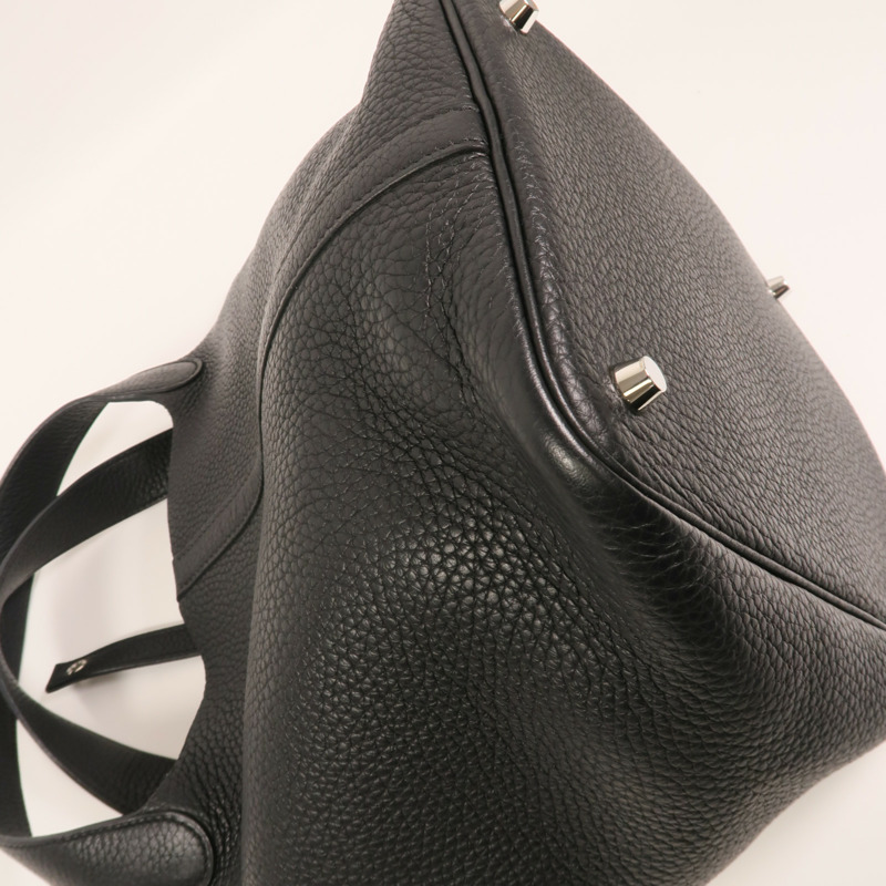 HERMES Clemence皮革Picotin MM銀扣手挽袋-11