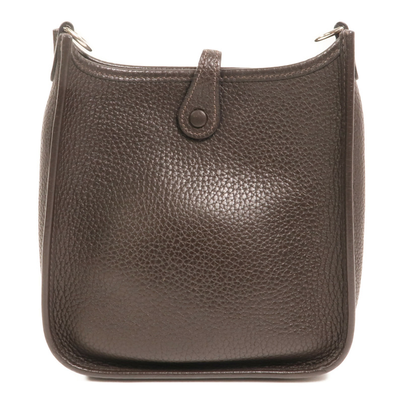 HERMES Clemence皮革Evelyne TPM銀扣肩背袋Ebene-1