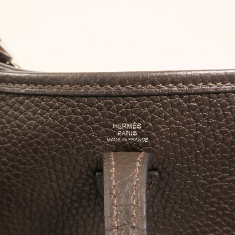 HERMES Clemence皮革Evelyne TPM銀扣肩背袋Ebene-5