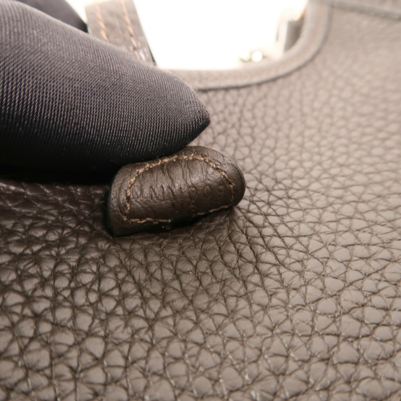 HERMES Clemence皮革Evelyne TPM銀扣肩背袋Ebene-6