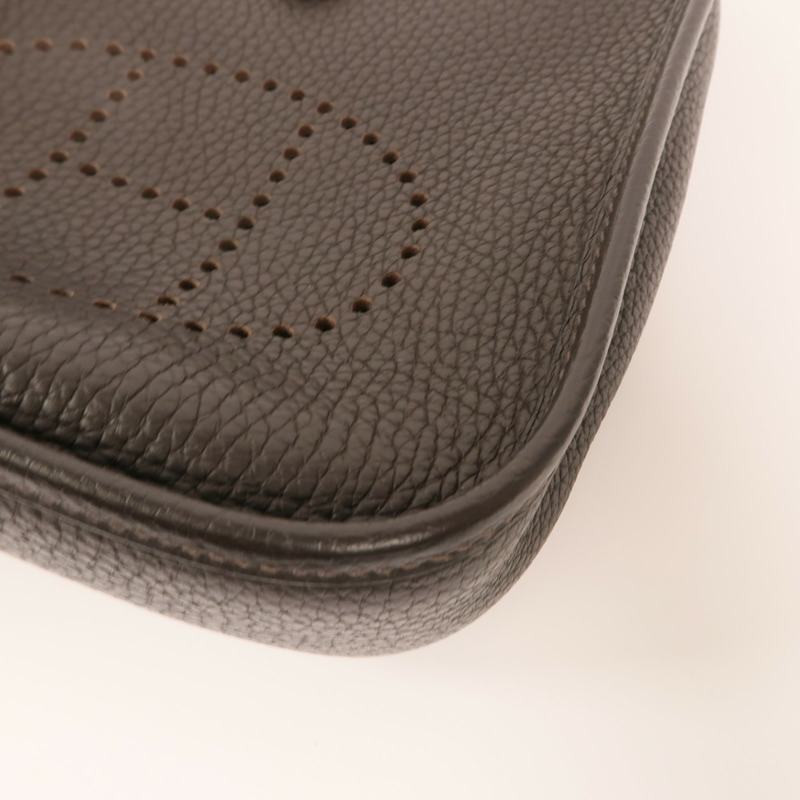 HERMES Clemence皮革Evelyne TPM銀扣肩背袋Ebene-10