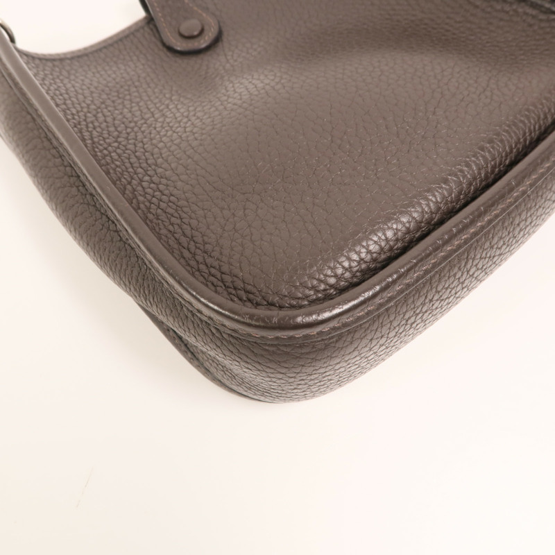 HERMES Clemence皮革Evelyne TPM銀扣肩背袋Ebene-13