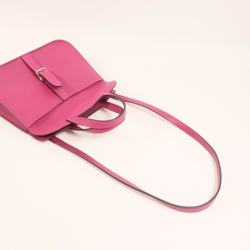 HERMES Swift皮革Mini Halzan銀扣手挽肩背兩用袋-7