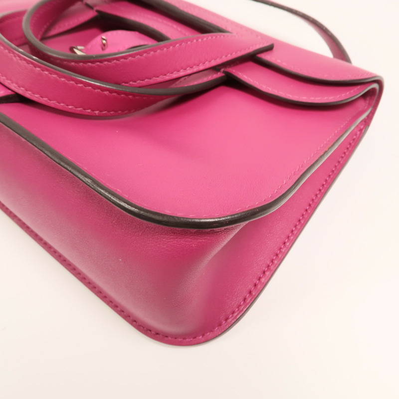 HERMES Swift皮革Mini Halzan銀扣手挽肩背兩用袋-10