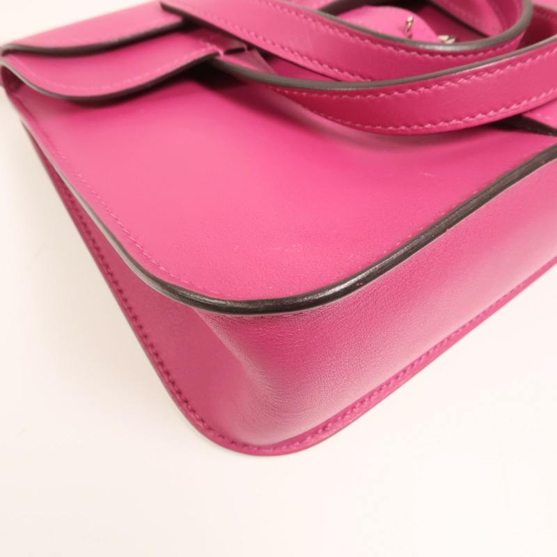 HERMES Swift皮革Mini Halzan銀扣手挽肩背兩用袋-11