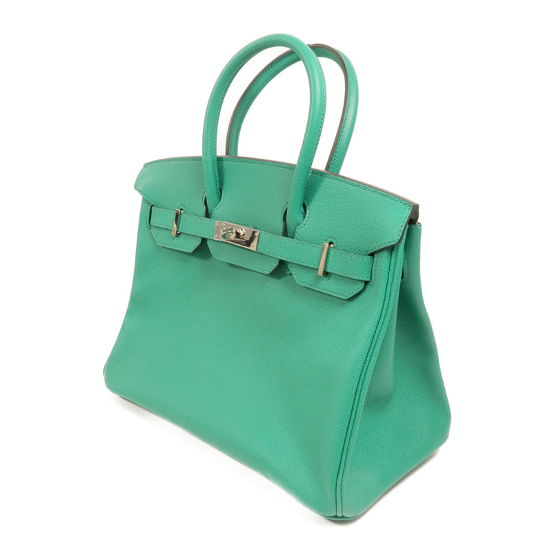 HERMES Epsom皮革Birkin 30銀扣手挽袋Vert Jade-2