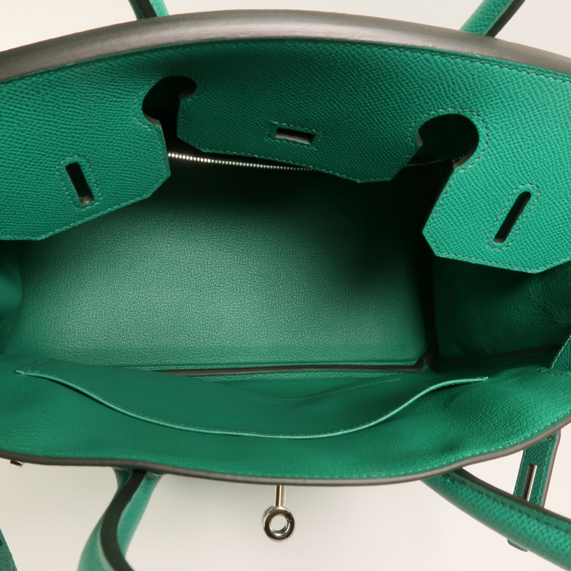 HERMES Epsom皮革Birkin 30銀扣手挽袋Vert Jade-4