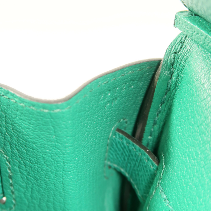 HERMES Epsom皮革Birkin 30銀扣手挽袋Vert Jade-6