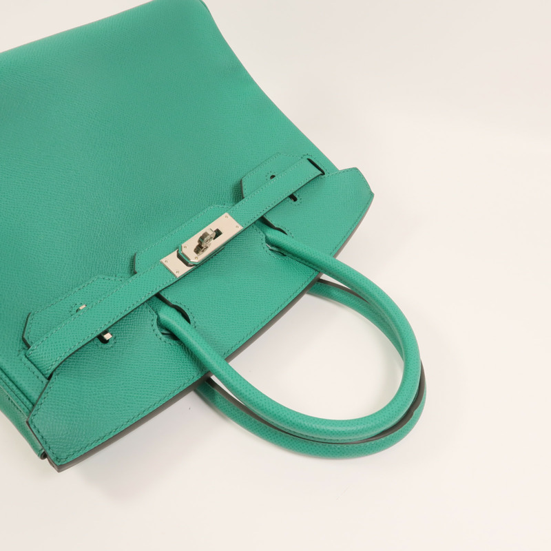 HERMES Epsom皮革Birkin 30銀扣手挽袋Vert Jade-7