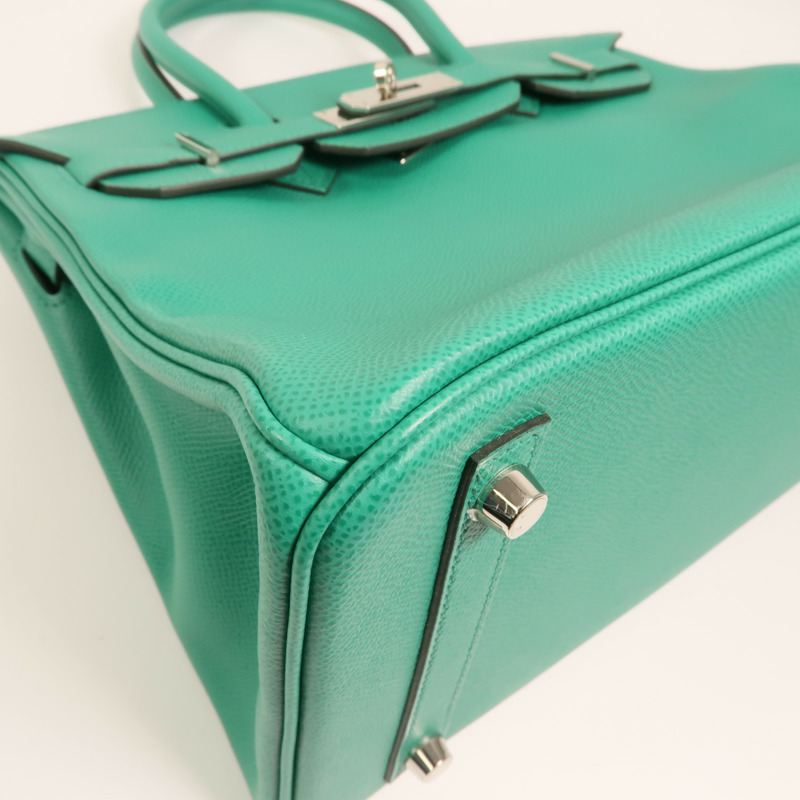 HERMES Epsom皮革Birkin 30銀扣手挽袋Vert Jade-12