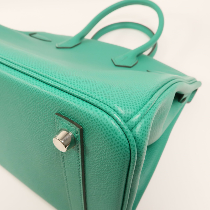 HERMES Epsom皮革Birkin 30銀扣手挽袋Vert Jade-13