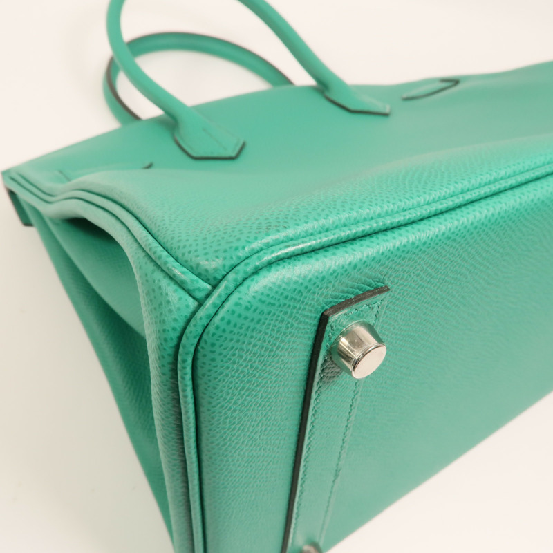 HERMES Epsom皮革Birkin 30銀扣手挽袋Vert Jade-14