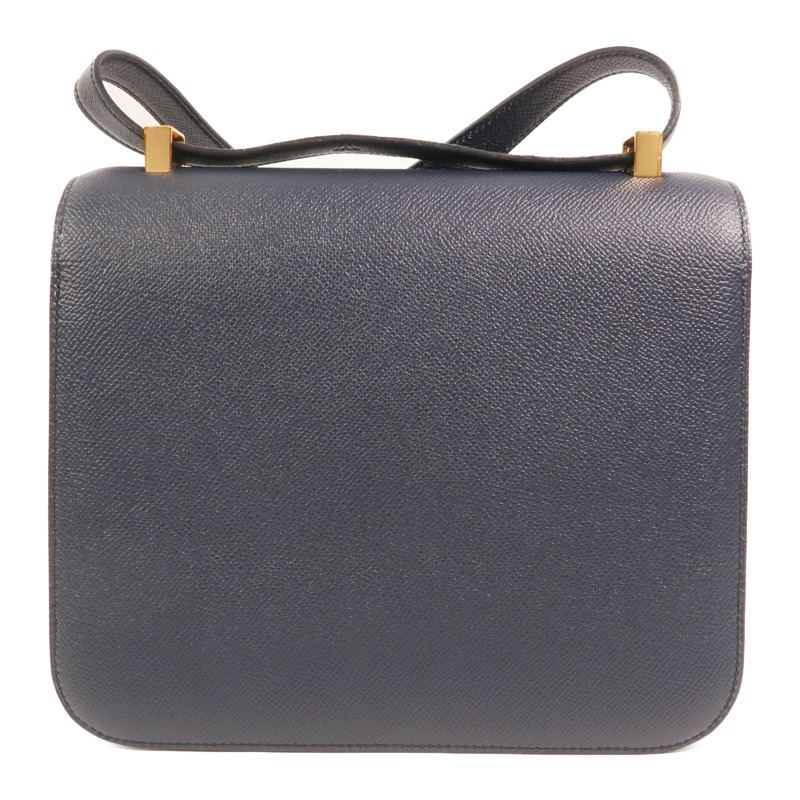 HERMES Epsom皮革Constance24金扣肩背袋Bleu Indigo-1