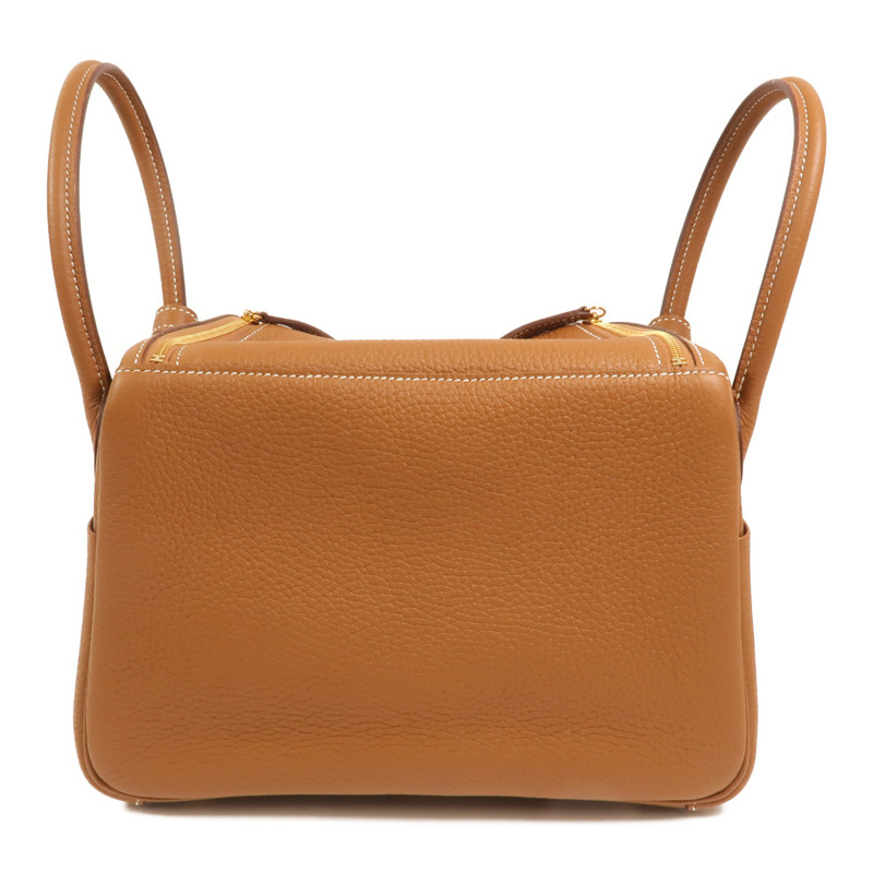 HERMES Clemence皮革Lindy 26金扣手挽肩背兩用袋Gold-1