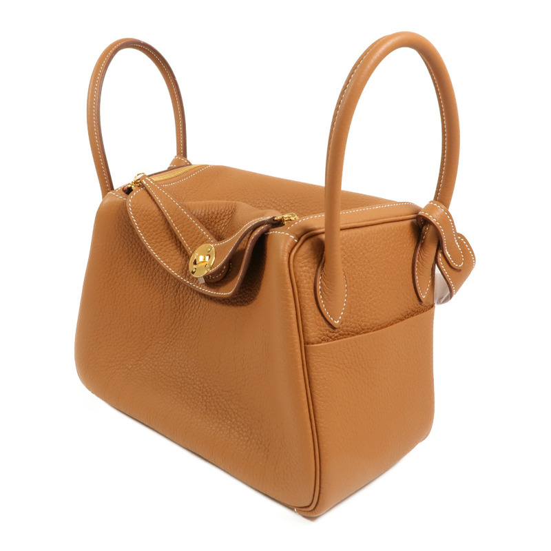 HERMES Clemence皮革Lindy 26金扣手挽肩背兩用袋Gold-2