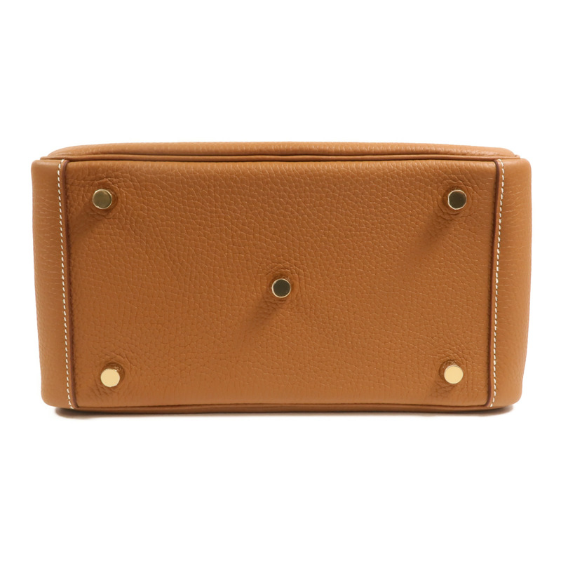 HERMES Clemence皮革Lindy 26金扣手挽肩背兩用袋Gold-3
