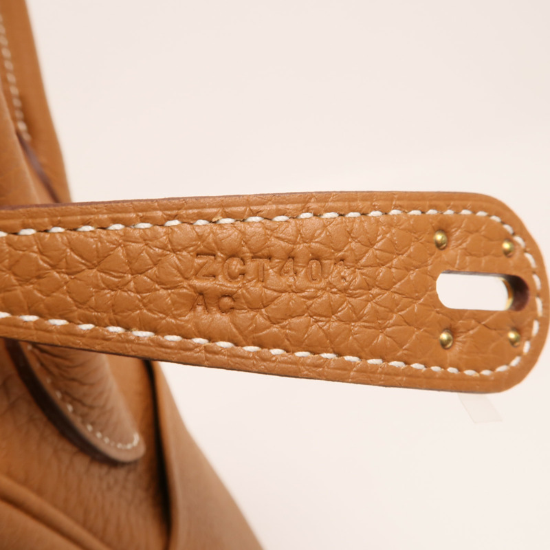 HERMES Clemence皮革Lindy 26金扣手挽肩背兩用袋Gold-6