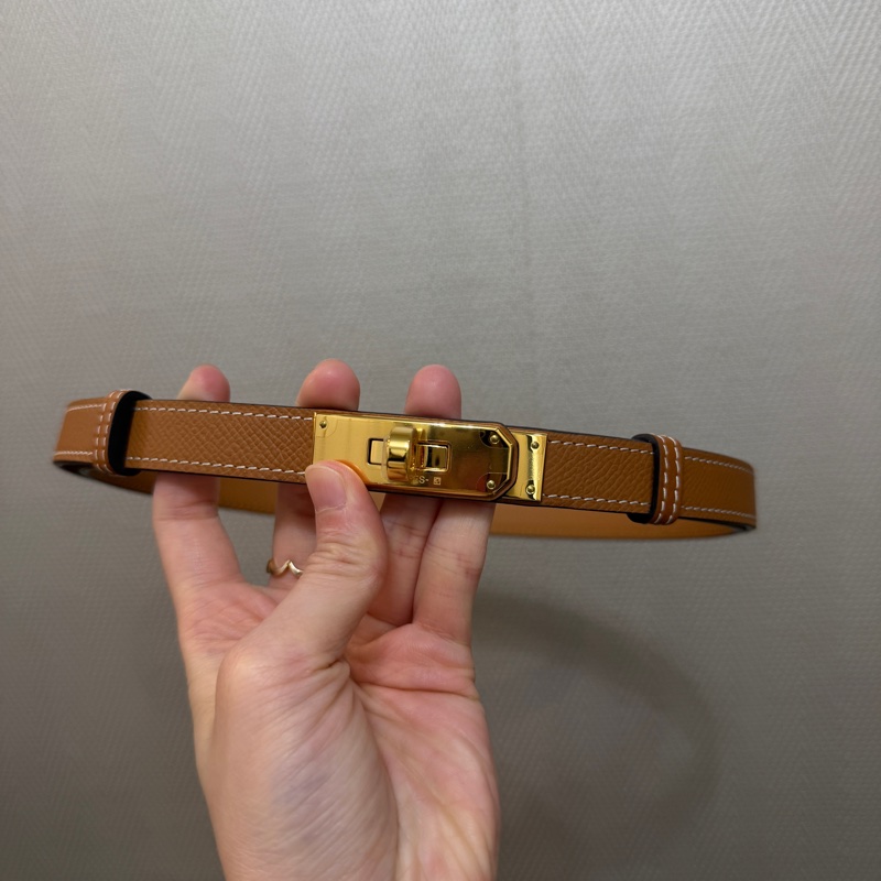 Hermes 37金棕Epsom金釦Kelly 18腰帶-0