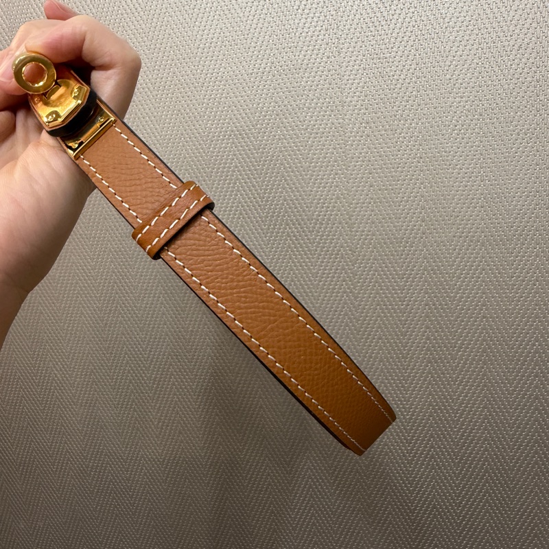 Hermes 37金棕Epsom金釦Kelly 18腰帶-6