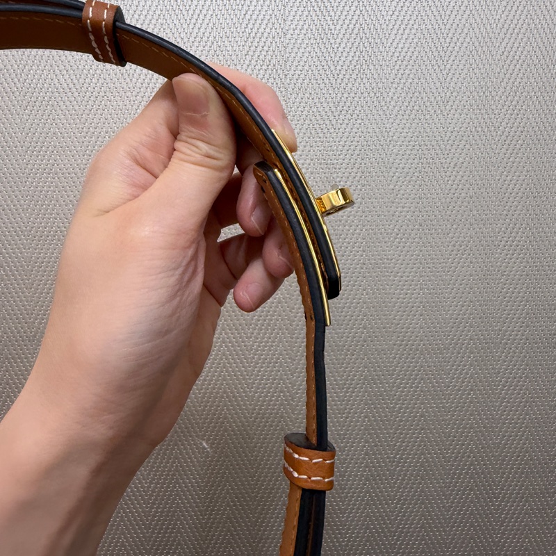 Hermes 37金棕Epsom金釦Kelly 18腰帶-14