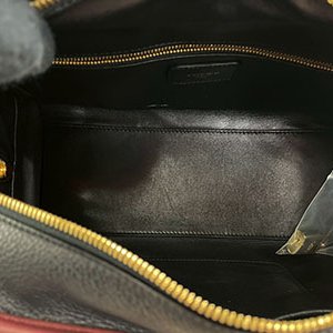 *奢華大道國際精品*【LW223】LOEWE黑拚酒紅色牛皮 AMAZONA 28CM 手提包-6