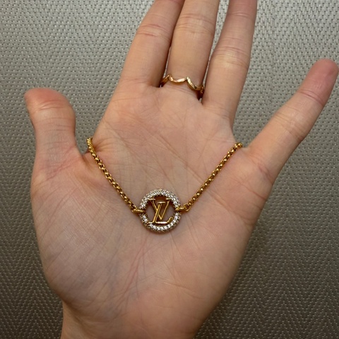 LV 金色圓圈滿鑽Louis by night手鍊M00758